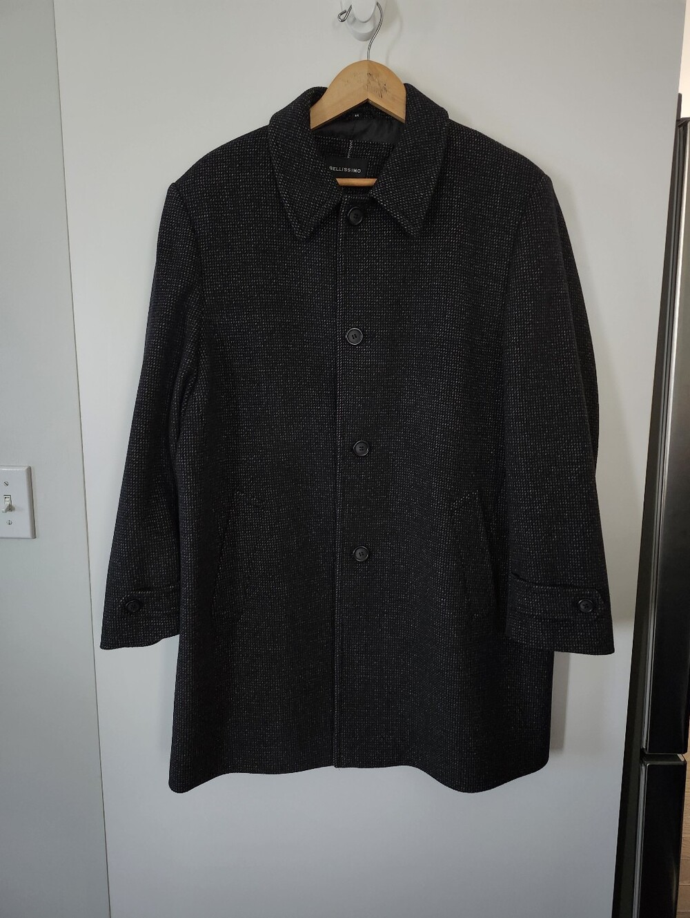 BELLISSIMO Men's Wool Blend Classic Minimalist Car Coat Sz 44 |  Preppy Overcoat